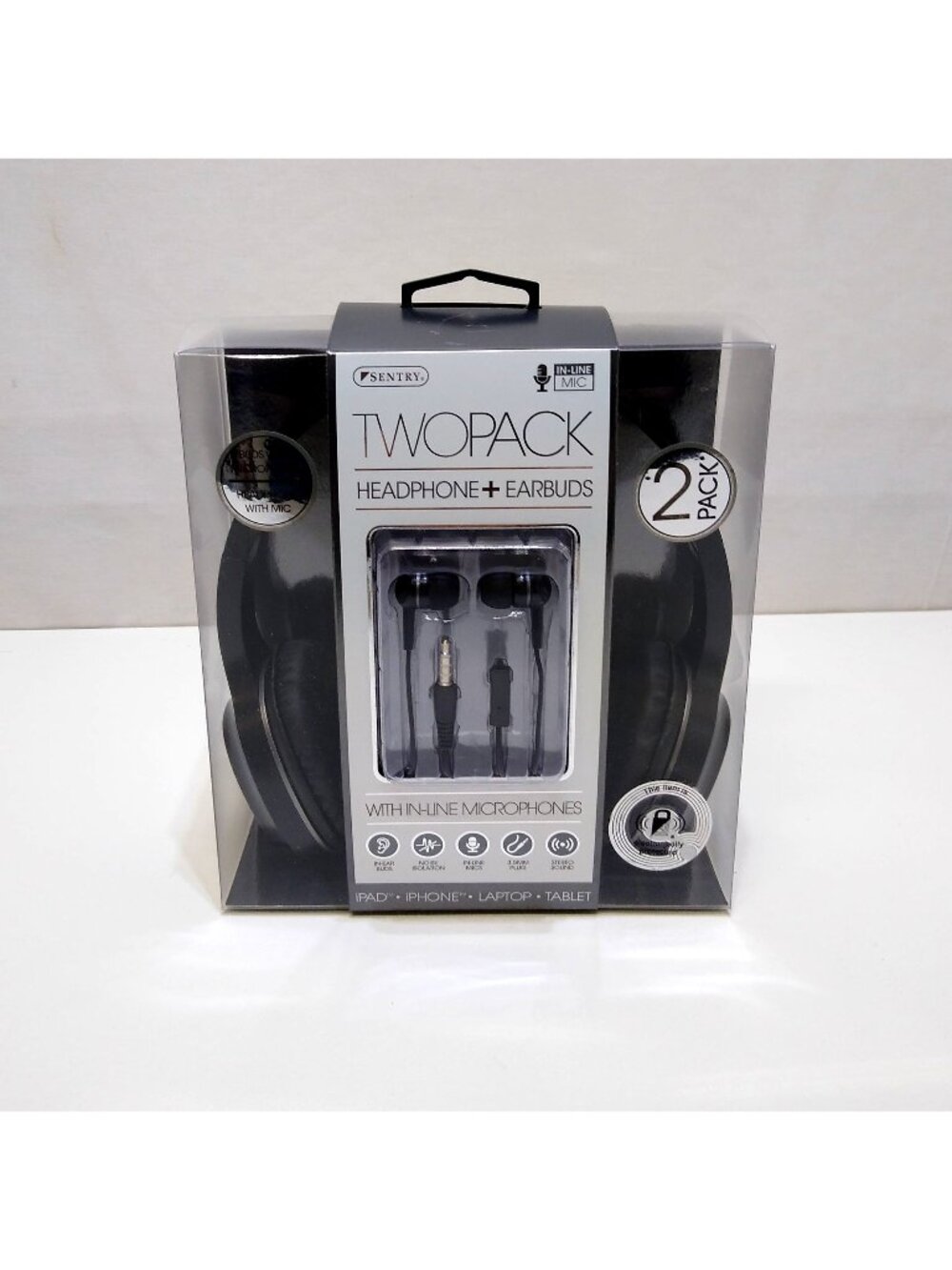 Sentry Two Pack Headphone & Earbud In-Line Microphones iPad iPhone Laptop Tablet